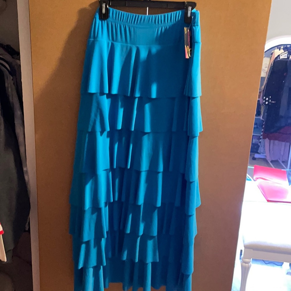 Turquoise 7 Layer Ruffle Skirt